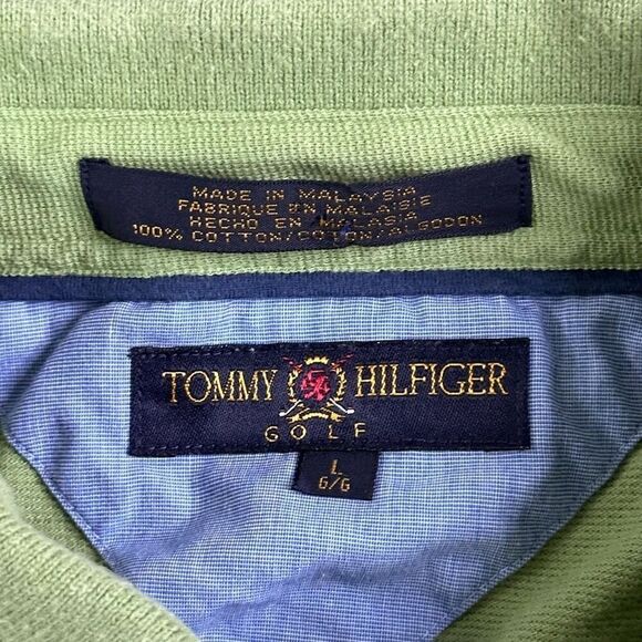 Vintage Tommy Hilfiger Golf SS Polo Shirt Mens L Green Pinehurst Golf Logo Prepp - Picture 3 of 8
